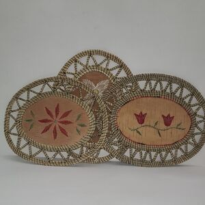 Vintage Native Sweet Grass And Birch Bark Trivets
